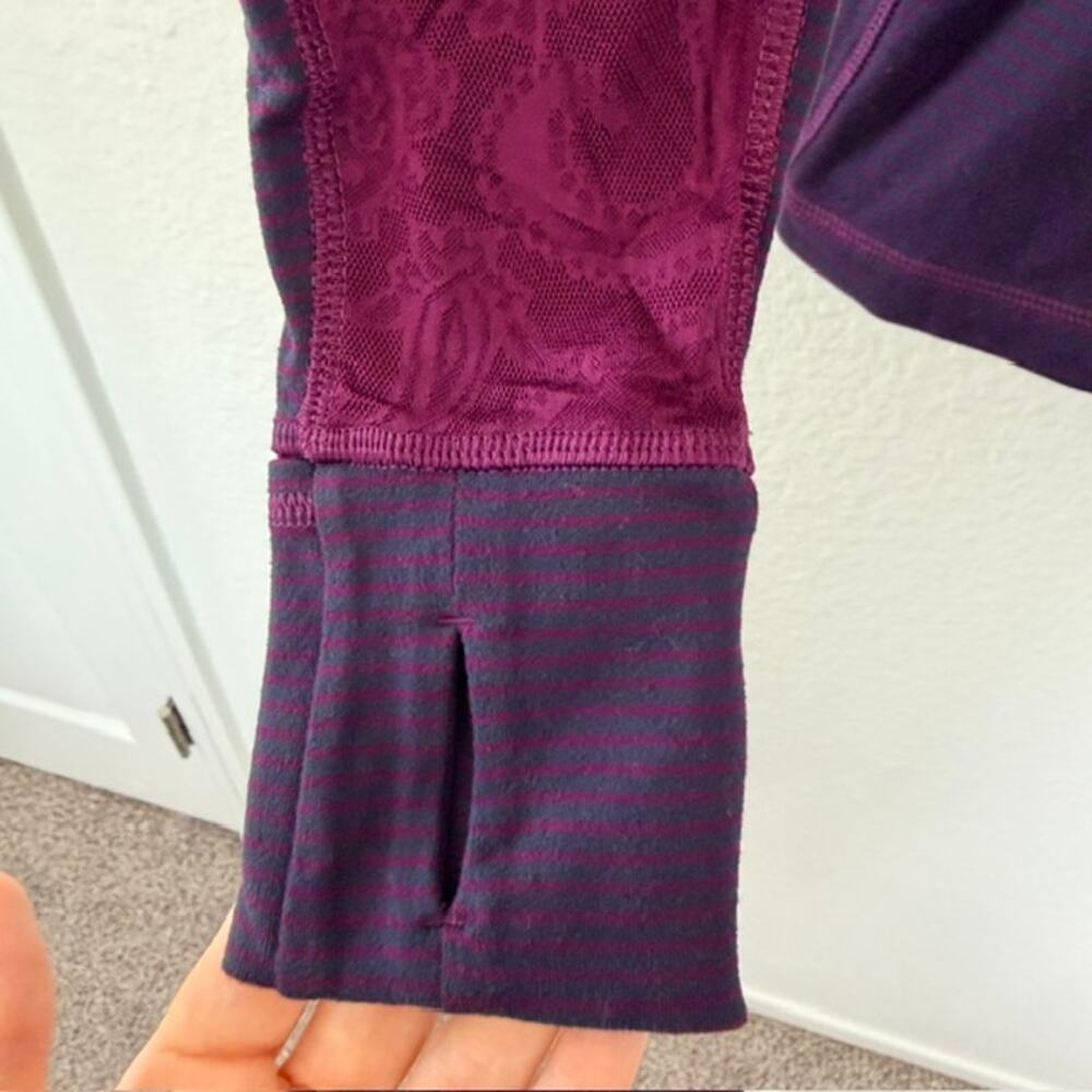 Lululemon Star Runner Pullover Hyper Stripe Plum/Plum Women 10 Half Zip Stretch - Picture 9 of 16
